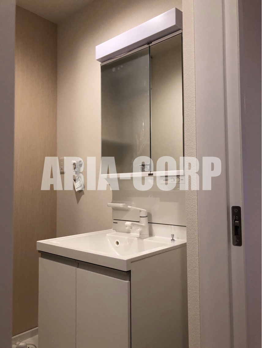 洗面設備　シャンプードレッサー付きの独立洗面台！収納豊富な洗面所♪