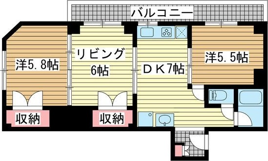 山陽電鉄本線 東垂水駅 徒歩6分 5階建 築55年の間取り写真