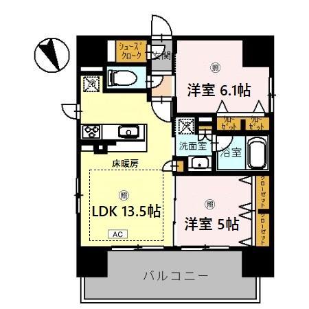 地下鉄谷町線 四天王寺前夕陽ケ丘駅 徒歩5分 14階建 築9年の間取り写真