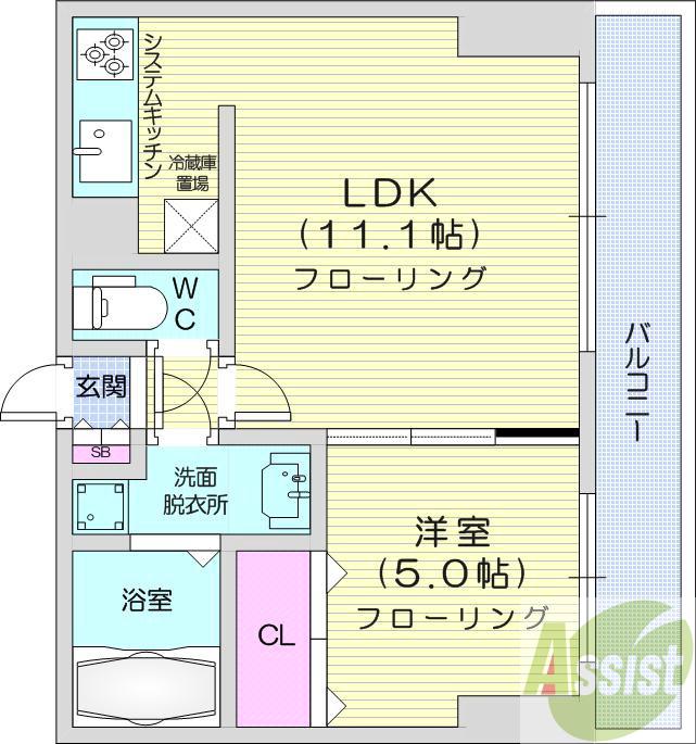 地下鉄東西線 西１１丁目駅 徒歩5分 8階建 築19年の間取り写真