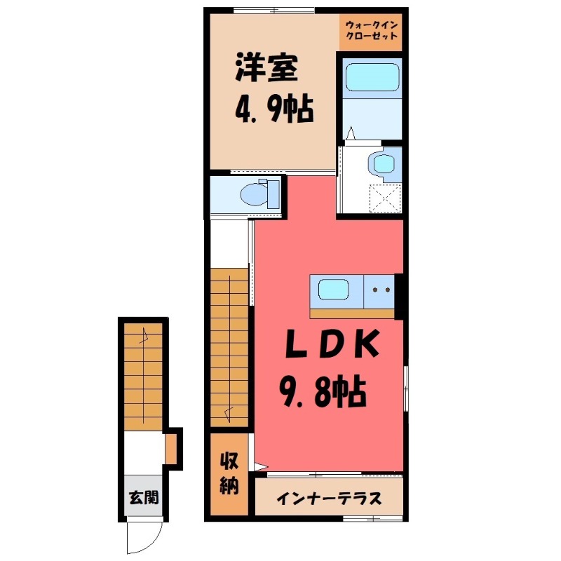 ＪＲ信越本線 北高崎駅 徒歩10分 2階建 築8年の間取り写真