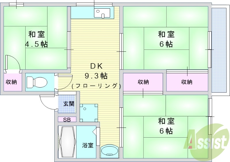 池田市鉢塚のマンションの間取り