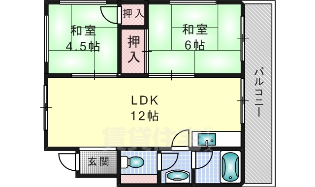 吹田市岸部北のマンションの間取り