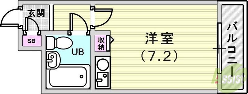 神戸市中央区花隈町のマンションの間取り