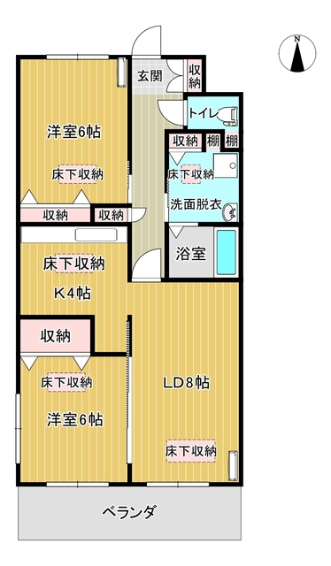 栃木市都賀町家中のマンションの間取り