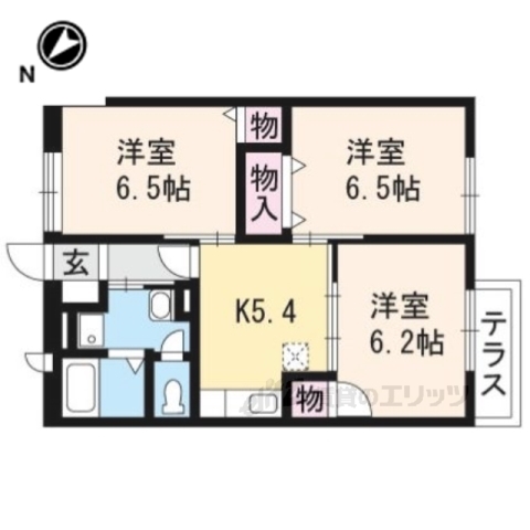 近江八幡市西本郷町のアパートの間取り