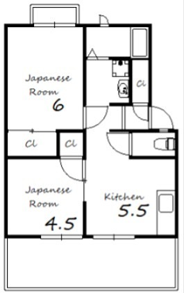 【姫路市広畑区蒲田のアパートの間取り】