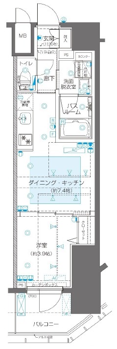 新宿区新宿のマンションの間取り