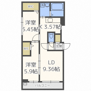 札幌市中央区南二十二条西のマンションの間取り