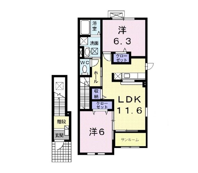 新潟市秋葉区福島のアパートの間取り