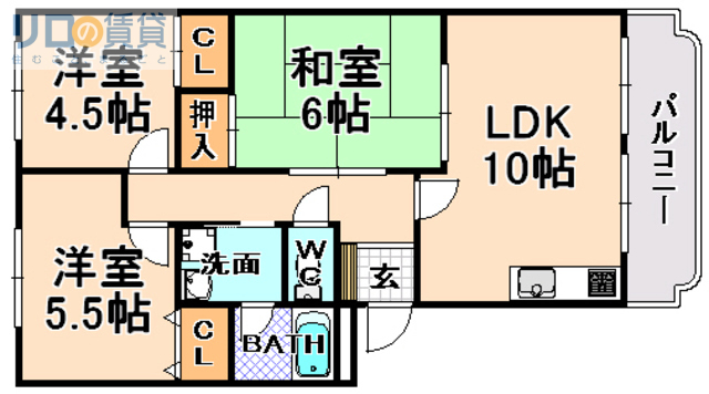 伊丹市南本町のマンションの間取り