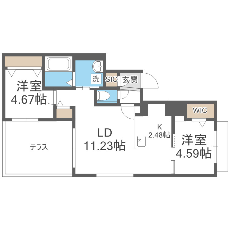 札幌市中央区南十九条西のマンションの間取り