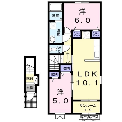 加茂市千刈のアパートの間取り