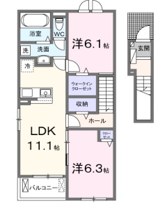 倉敷市大内のアパートの間取り