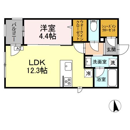 新宿区新宿のマンションの間取り