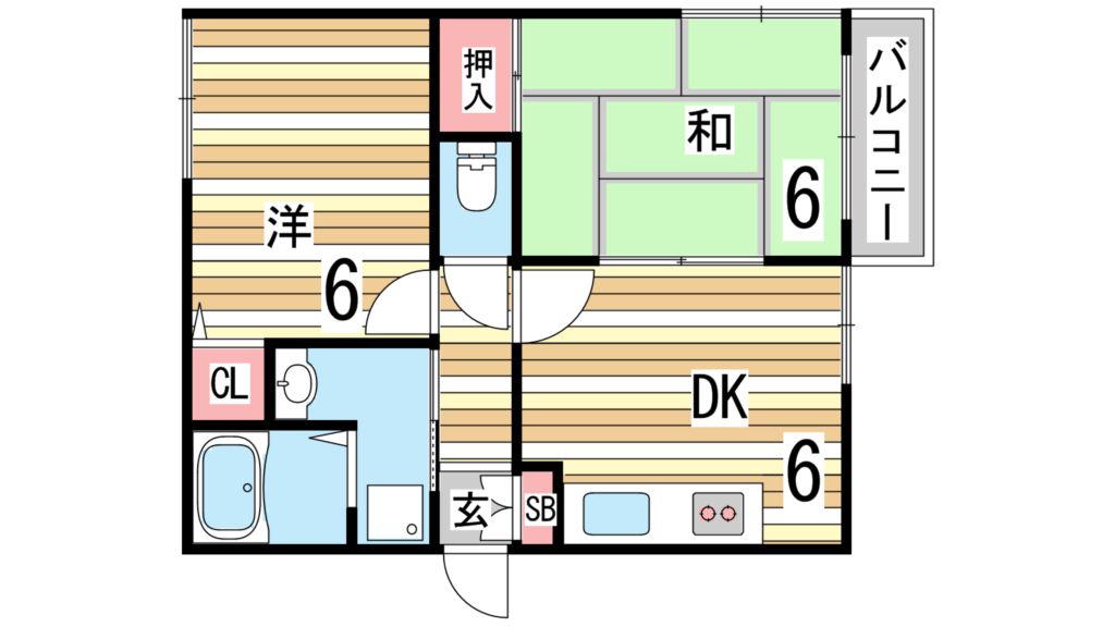 神戸市東灘区北青木のマンションの間取り