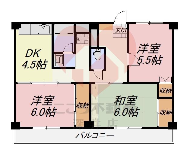 枚方市春日東町のマンションの間取り