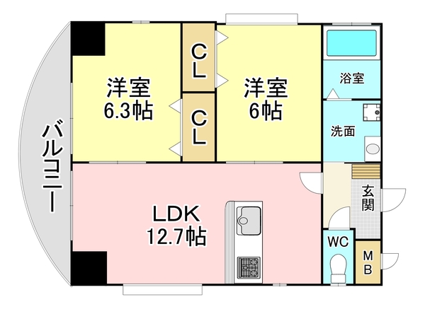 北九州市小倉北区真鶴のマンションの間取り