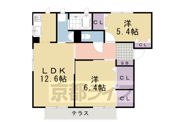 南丹市園部町内林町のアパートの間取り