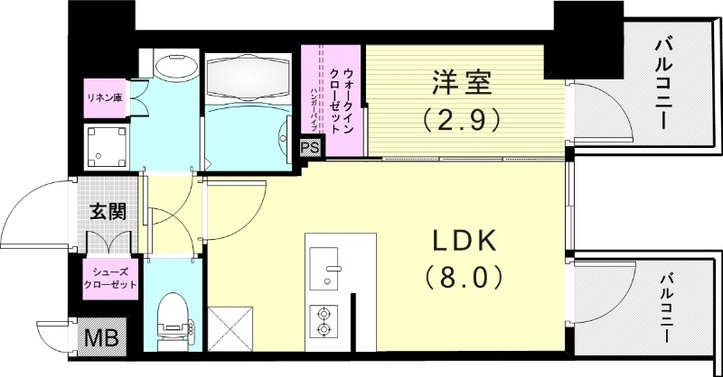 エスリード神戸三宮ヒルズの間取り