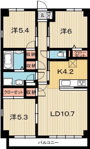 高知市海老ノ丸のマンションの間取り