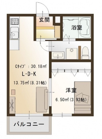 広島市西区庚午北のアパートの間取り