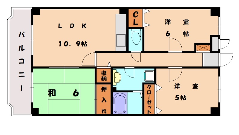 福岡市東区下原のマンションの間取り