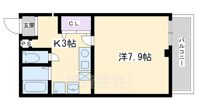 京都市東山区福稲下高松町のマンションの間取り