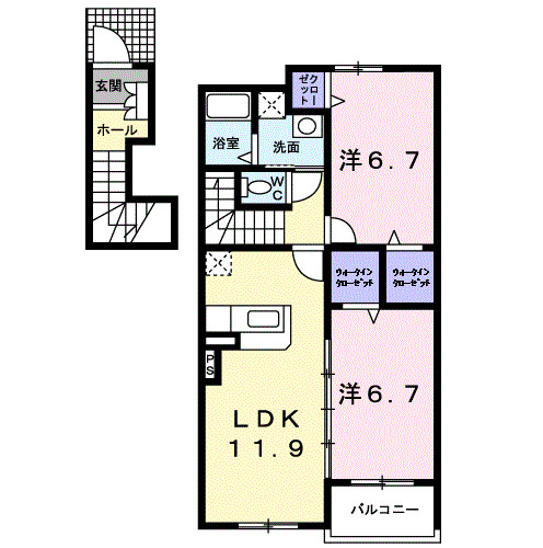 南足柄市壗下のアパートの間取り