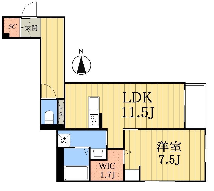 荒川区東尾久のマンションの間取り