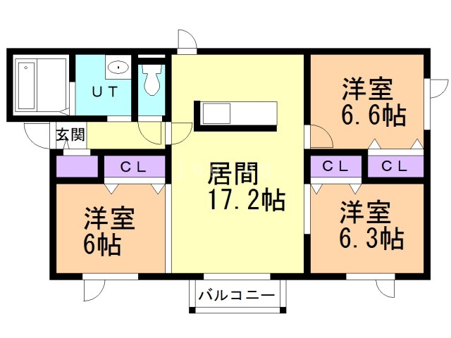 札幌市北区屯田六条のアパートの間取り