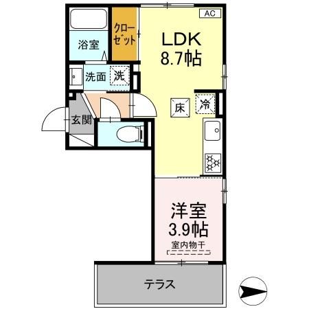 （仮）D-ROOM中央市中楯　A棟の間取り