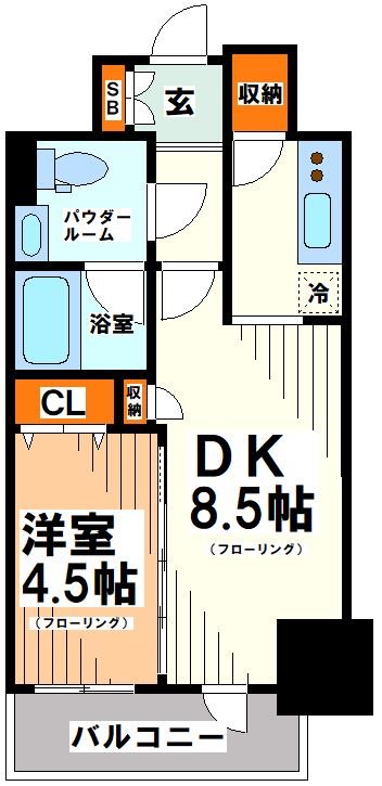 渋谷区幡ヶ谷のマンションの間取り