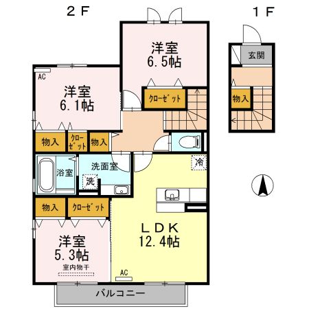 松山市土居田町のアパートの間取り