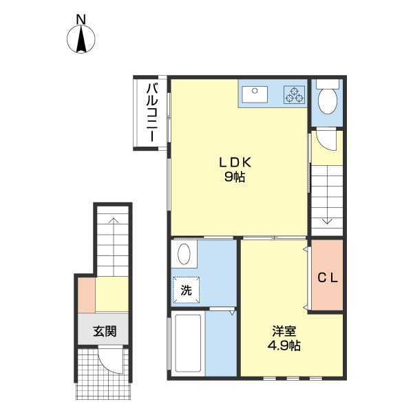 和歌山市上町のアパートの間取り