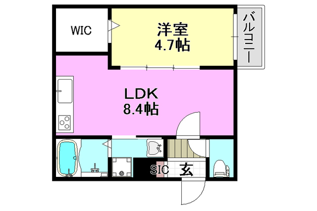 【茨木市中津町のアパートの間取り】