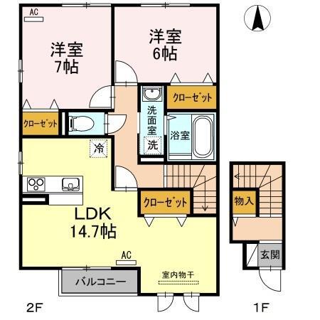 伊予市下吾川のアパートの間取り