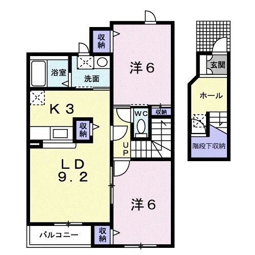 苫小牧市拓勇東町のアパートの間取り