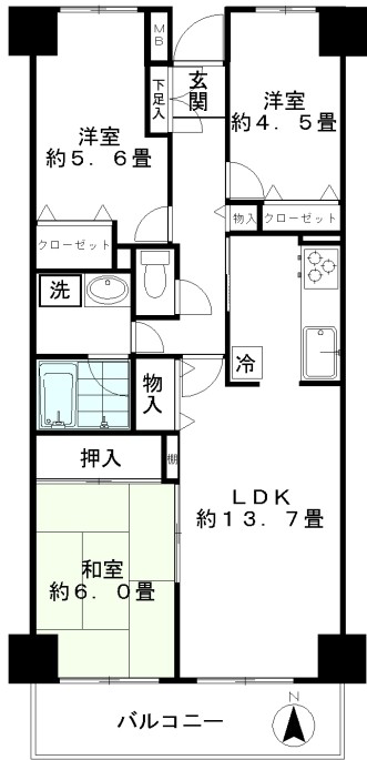 【江東区北砂のマンションの間取り】