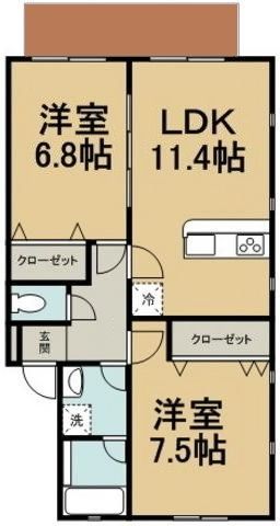 横浜市都筑区二の丸のアパートの間取り