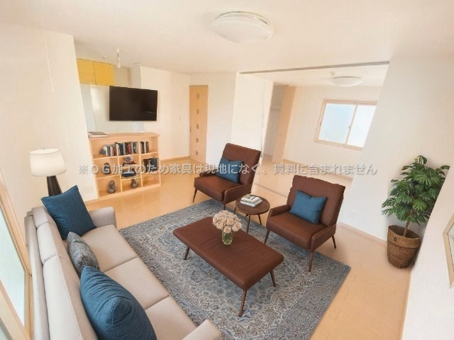 居室・リビング　※ＣＧ加工のため家具は現地になく、賃料に含まれません。