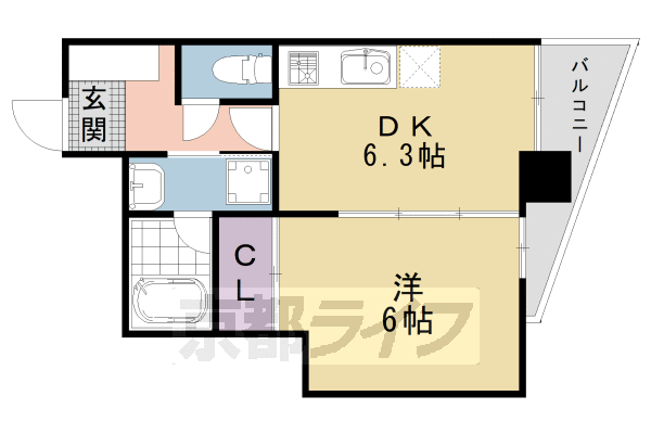 ＪＲ山陰本線 二条駅 徒歩10分 11階建 築22年の間取り写真