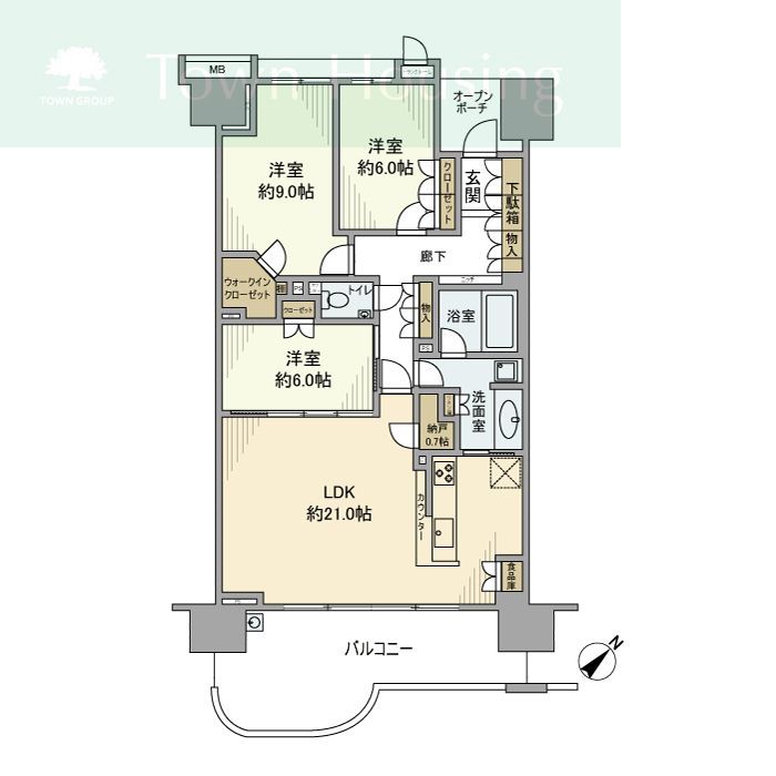 ＪＲ京葉線 新浦安駅 バス乗車時間：13分 最寄りバス停で下車 徒歩7分 14階建 築16年の間取り写真