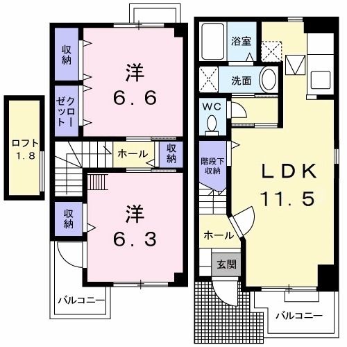 熊本市北区梶尾町のアパートの間取り