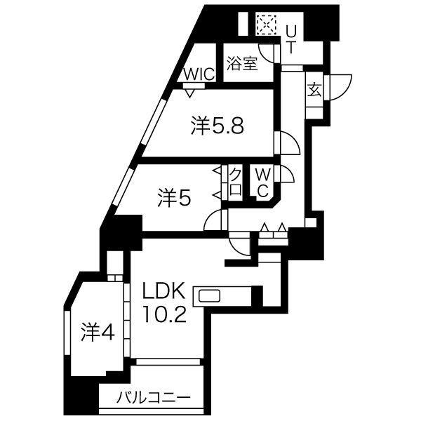 札幌市中央区南九条西のマンションの間取り