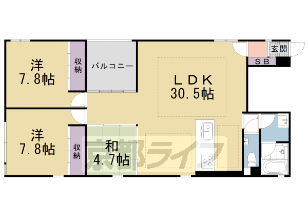 京都市中京区六丁目のマンションの間取り