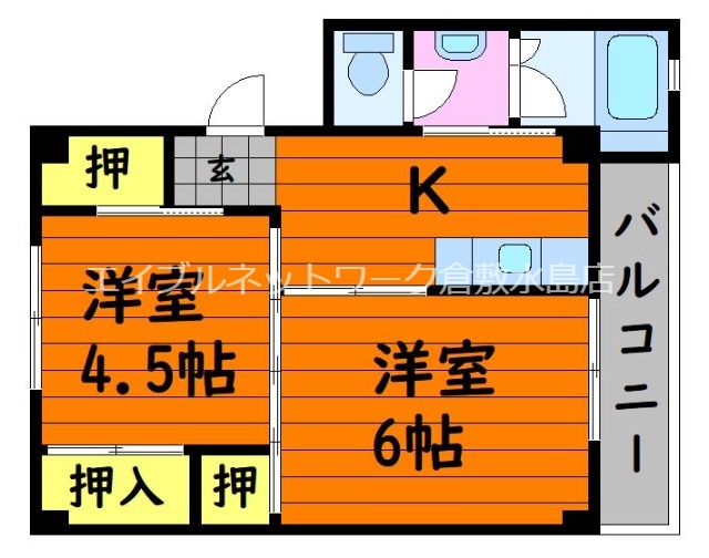 倉敷市林のマンションの間取り