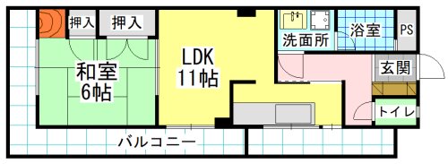 北九州市小倉北区赤坂のマンションの間取り