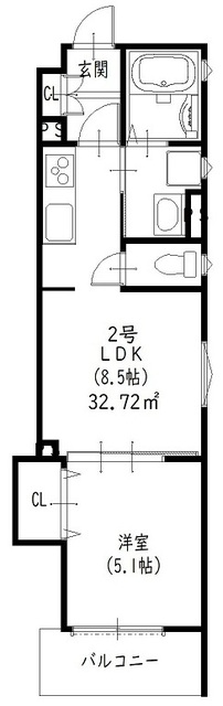 大東市北条のアパートの間取り