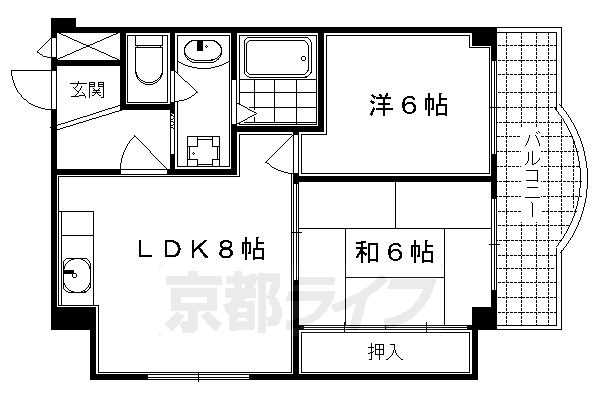 京都市東山区西川原町のマンションの間取り